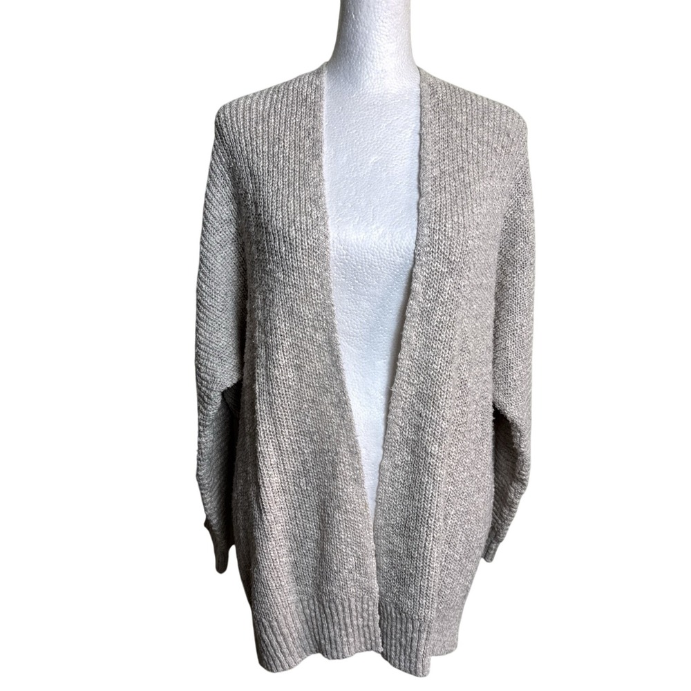 Olive + Oak Chunky Loose Knit Cream Open Front Cardigan Sweater L